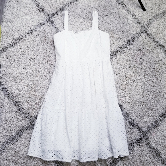Vince Camuto Cotton Eyelet Tiered Dress Ivory / White Size 16 - Picture 3 of 7